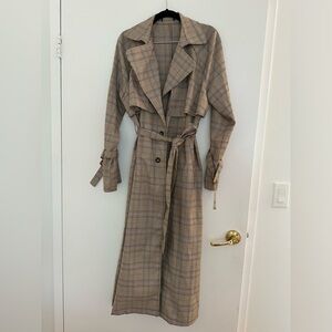 Plaid brown trench